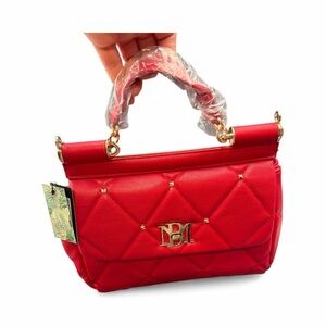 Badgley Mischka Red Quilted Shoulder Cross Body Bag